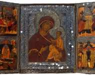 Three-part Folding Icon The Virgin of Tikhvin with Festivals  - Hermitage